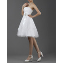 Simple A-Line Strapless Satin Short Reception Wedding Dresses