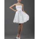Satin A-Line Strapless Short Dresses for Summer Beach Wedding