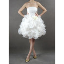 Romantic Stylish Bubble Skirt Strapless Short Garden Organza Wedding Dresses