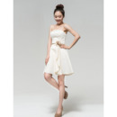 Discount Elegant A-Line Strapless Satin Short Beach Wedding Dresses