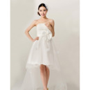 High-Low Organza Strapless A-Line Dresses for Summer Beach Wedding