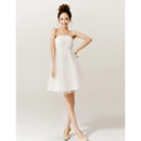 Inexpensive Empire Strapless Organza Short Beach Wedding Dresses