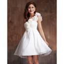 Inexpensive One Shoulder Chiffon Empire Short Beach Wedding Dresses