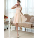 Beaded Chiffon A-Line Strapless Short Dresses for Summer Beach Wedding