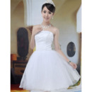 A-Line Strapless Satin Organza Short Dresses for Summer Beach Wedding