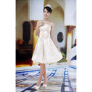 Inexpensive A-Line Strapless Satin Knee Length Beach Wedding Dresses