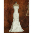 Affordable Mermaid Strapless Satin Sweep Train Wedding Dresses