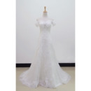 Off-the-shoulder Organza A-Line Sweep Train Dresses for Spring Wedding