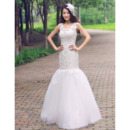 Inexpensive Mermaid/ Trumpet Lace Floor Length Wedding Dresses