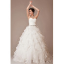 Elegant A-Line Sweetheart Organza Floor Length Wedding Dresses