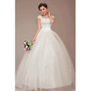 Discount Cap Sleeves Square Ball Gown Floor Length Wedding Dresses