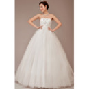 Strapless Ball Gown Floor Length Organza Dresses for Spring Wedding