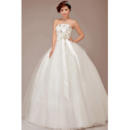 Strapless Ball Gown Organza Wedding Dresses with Sashes for Spring
