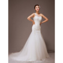 Sexy One Shoulder Mermaid Organza Court Train Wedding Dresses