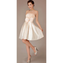 Inexpensive Strapless Satin Short Reception Wedding Dresses