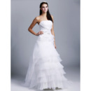 Elegant Vintage A-Line Strapless Sweep Train Organza Wedding Dresses