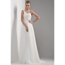 Custom One Shoulder Chiffon Sweep Train Empire Wedding Dresses