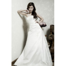 Inexpensive A-Line Strapless Court Train Satin Wedding Dresses