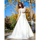 Elegant Vintage Satin A-Line Strapless Sweep Train Wedding Dresses