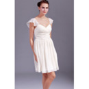 Discount Chiffon Cap Sleeves Sweetheart Short Beach Wedding Dresses