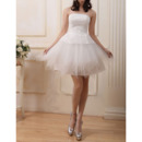 Custom A-Line Strapless Satin Organza Short Reception Wedding Dresses