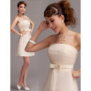 A-Line Strapless Mini/ Short Petite Wedding Dresses for Summer