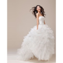 Affordable Ball Gown Ruffle Strapless Sweep Train Wedding Dresses