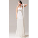 Sexy Informal One Shoulder Chiffon Empire Sweep Train Wedding Dresses