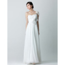 Vintage One Shoulder Chiffon Floor Length Sheath Wedding Dresses