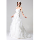 Affordable Organza Brush Train Sweetheart A-Line Wedding Dresses