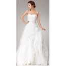 Romantic Pleated Organza Sweetheart Sweep Train A-Line Wedding Dresses