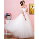 Custom Off-the-shoulder Ball Gown Organza Floor Length Wedding Dresses