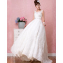 Vintage Classic A-Line Satin Scoop Brush/ Sweep Train Wedding Dresses