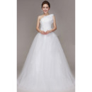 Inexpensive One Shoulder A-Line Floor Length Organza Wedding Dresses