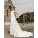 Vintage Lace Sweep Train Sweetheart A-Line Wedding Dresses for Spring