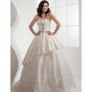 Custom Luxurious Ball Gown Strapless Satin Floor Length Wedding Dresses