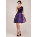 Affordable One Shoulder Short A-Line Ruffle Bridesmaid Dresses