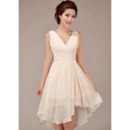 Elegant Simple A-Line V-Neck Short Chiffon Bridesmaid Dresses