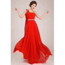 One Shoulder Chiffon A-Line Floor Length Bridesmaid Dresses for Wedding