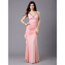 Sexy Sheath Chiffon V-Neck Floor Length Evening Dresses for Prom