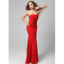 Sexy Mermaid Strapless Ankle Length Satin Evening Dresses