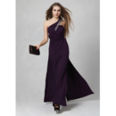 One Shoulder Satin Sheath/ Column Floor Length Evening Dresses for Prom