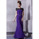 Custom Off-the-shoulder Sheath Floor Length Satin Evening Dresses