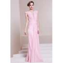 Custom Sheath/ Column Chiffon Bateau Floor Length Evening Dresses