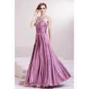 Inexpensive Halter A-Line Satin Floor Length Evening Dresses