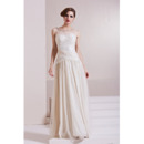 Chiffon Tulle A-Line Floor Length Bateau Evening Dresses for Prom