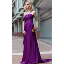 Custom Strapless Sheath/ Column Satin Sweep Train Evening Dresses