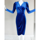 Long Sleeves Short Velvet V-Neck Mother of the Bride/ Groom Dresses