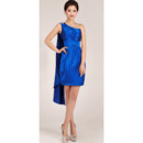 Affordable One Shoulder Short Sheath Satin Homecoming Dresses