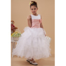 Custom Ruffle Layered Skirt Tea Length Organza First Communion Dresses